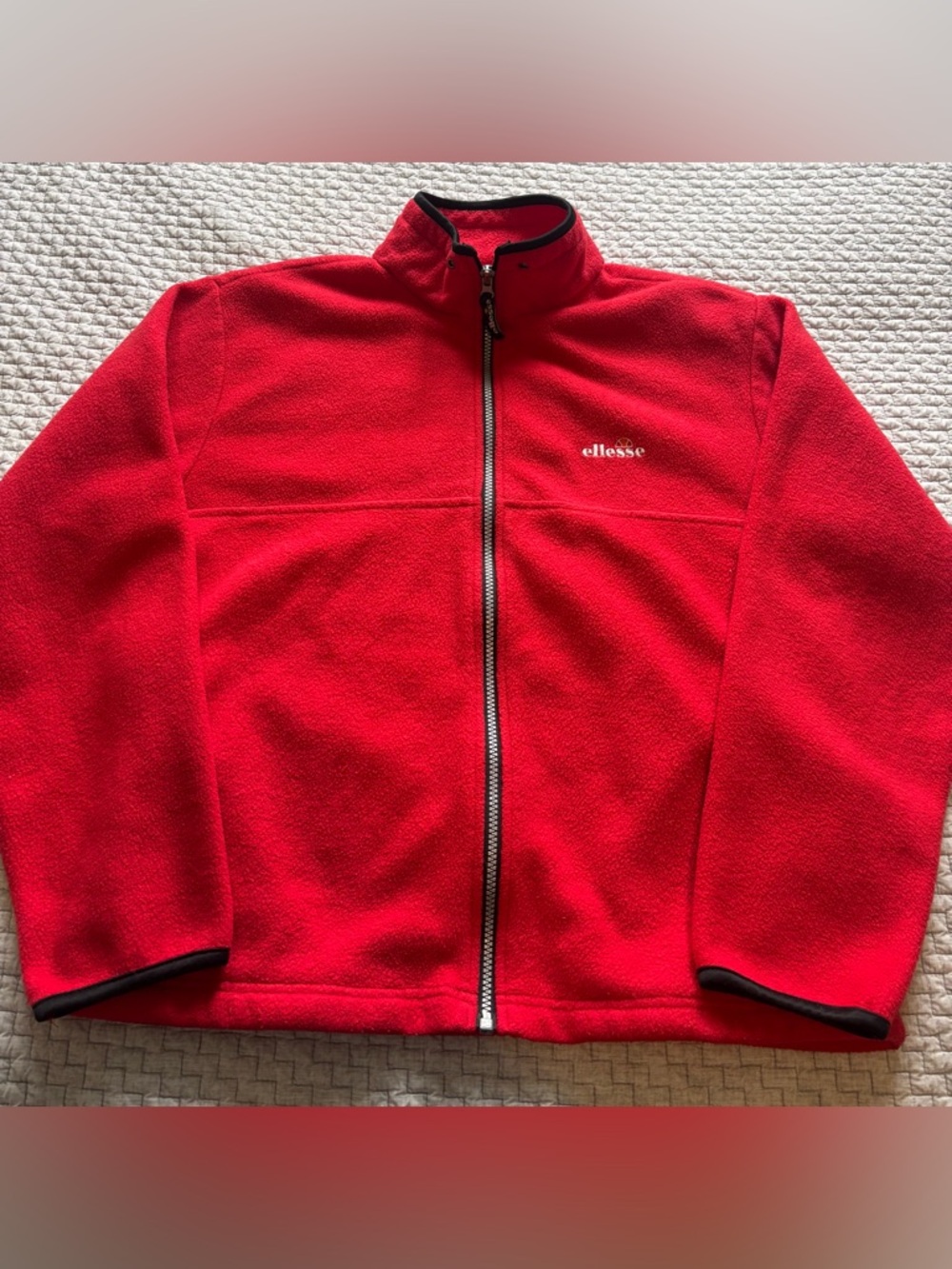 Vintage Ellesse Red Full Zip Fleece Jacket Size Medium